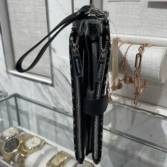 Michael Kors Jet Set Travel Large Double-Zip Wristlet-Wallet-PhoneHolder Black - Picture 7 of 16